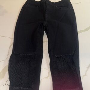 Black Distressed Jeans with Mesh Detail
